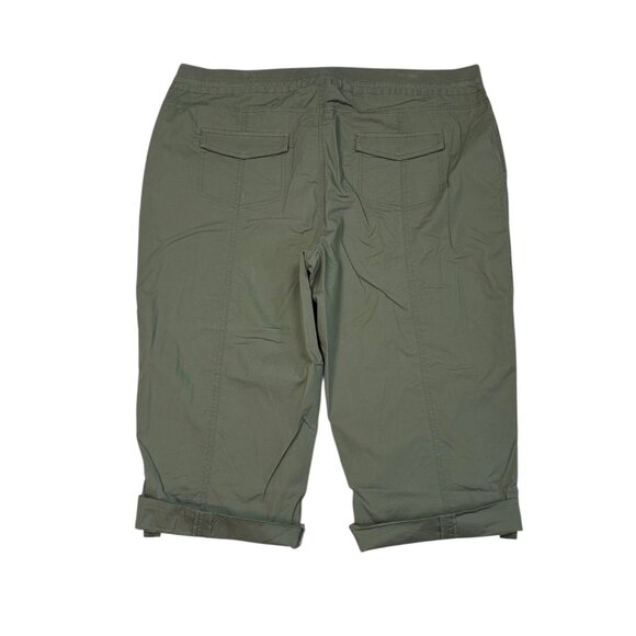 *New DIP Capri Pant Womens Plus 22 Green Soft Utility W/Extended Waist Cargo - Picture 2 of 6